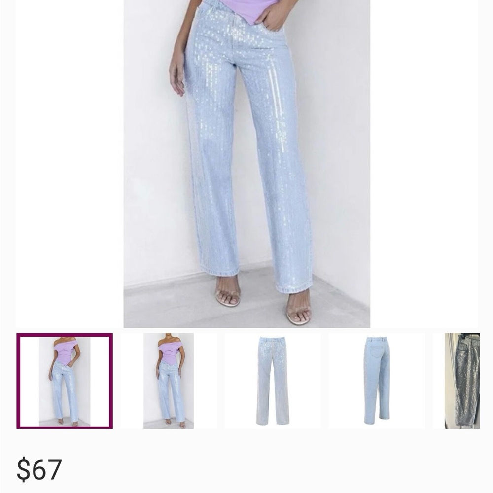Light Blue Sequin Jeans